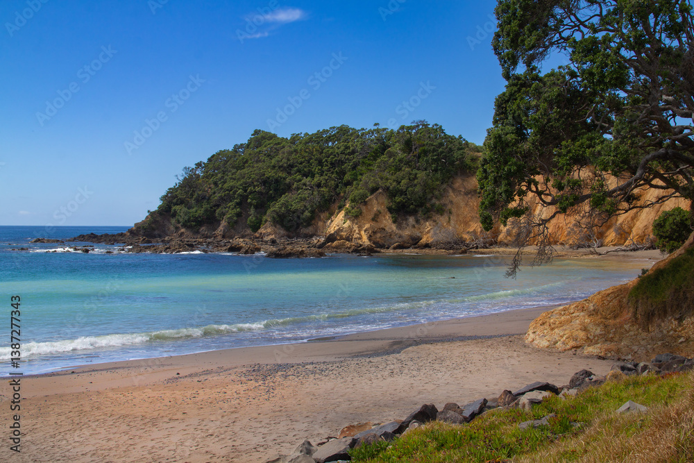 Northland, New Zealand. Huitau Bay or McGregors Bay, Taiharuru. Remote picturesque scenic bay. Northland, New Zealand. Huitau Bay or McGregors Bay, Taiharuru. Remote picturesque scenic bay.