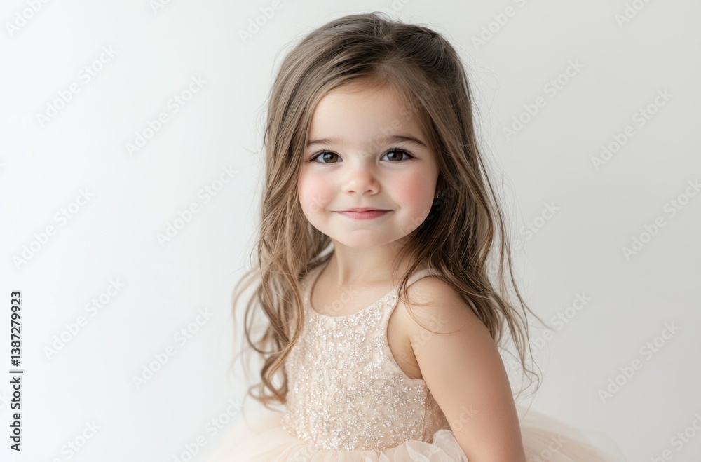 A little girl wearing an elegant dress, standing confidently A little girl wearing an elegant dress, standing confidently