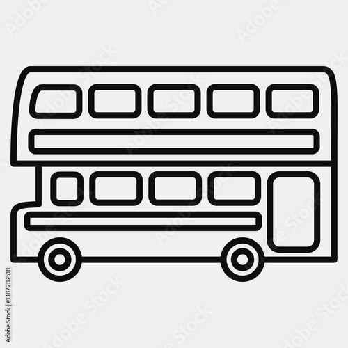 Icon double decker bus. Transportation elements. Icons in line style. Good for prints, posters, logo, sign, advertisement, etc.