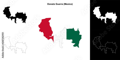 Donato Guerra municipality (Mexico) outline map set