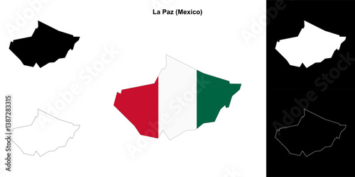La Paz municipality (Mexico) outline map set