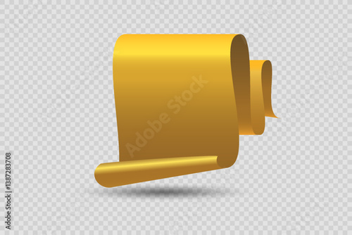 Golden paper banner. On a transparent background.