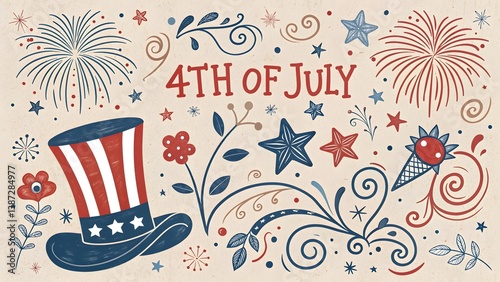 Celebrating Independence Day With Festive Decorations and Vibrant Designs in Red, White, and Blue