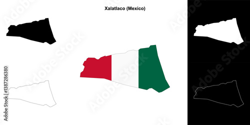Xalatlaco municipality (Mexico) outline map set