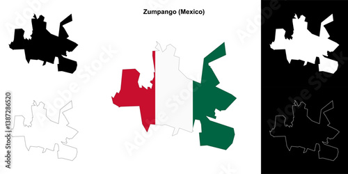 Zumpango municipality (Mexico) outline map set