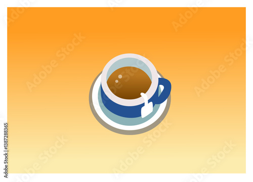 Isolated hot coffee on a top view point 