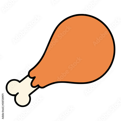 chicken leg delicious food meal healthy nature flat color vector illustration template design