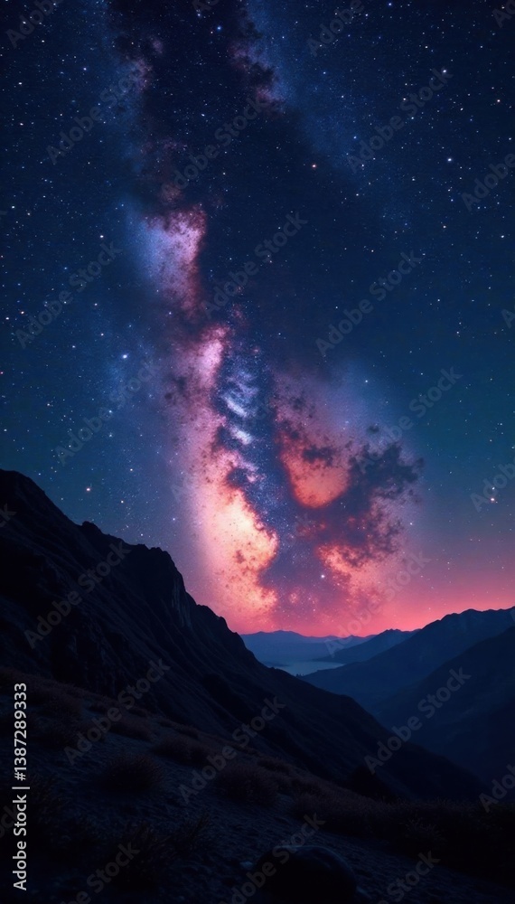 Fototapeta premium Milky Way Galaxy with Twinkling Stars and Cosmic Debris, stars, space