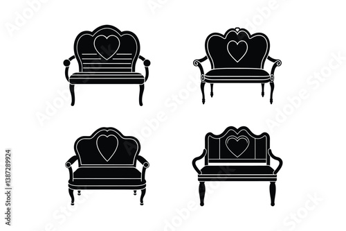 loveseat bench icon silhouette vector illustration