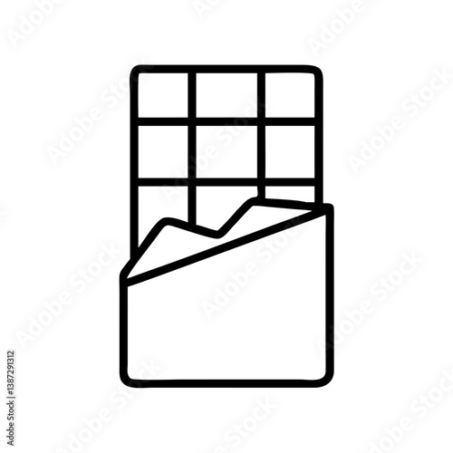 Chocolate bar vector icon illustration, dark chocolate dessert, sweet treat, candy snack, cocoa delight icon