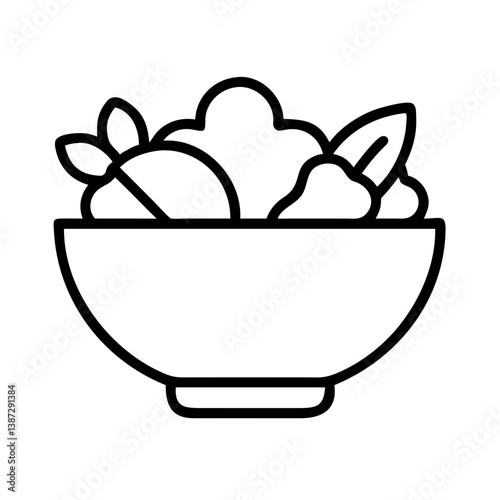 Bowl of salad vector illustration, healthy food bowl, salad bowl clip art, fresh salad bowl icon vector