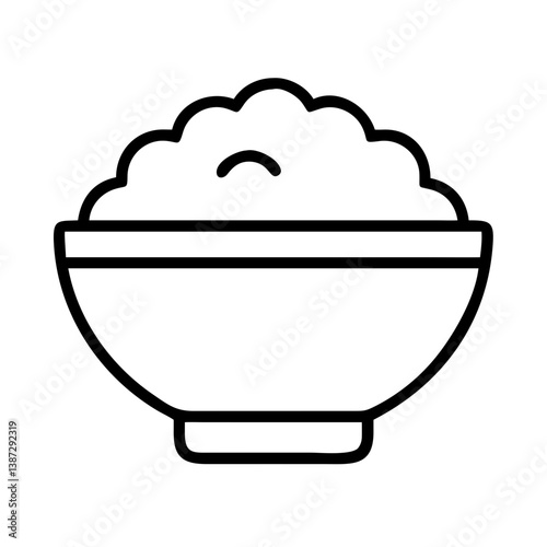 Bowl of rice icon vector illustration, asian cuisine, food bowl, rice bowl, meal, lunch and dinner  character
