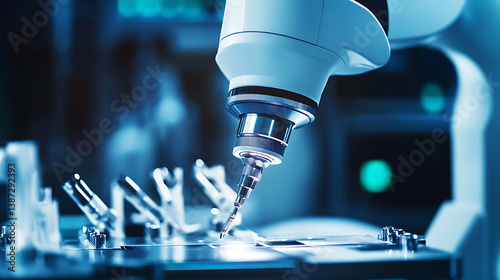 Wallpaper Mural An AI powered robotic arm performing delicate micro surgery, ultra-precise movements under a surgical microscope, Medical style Torontodigital.ca