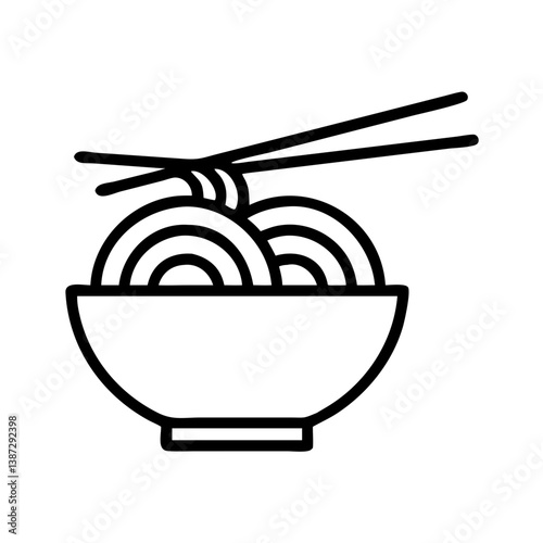 Bowl of noodle soup with chopsticks vector icon illustration for asian food and restaurant logo design 