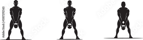 Kettlebell Swing Exercise Silhouette Strong Man Fitness Workout Gym Health