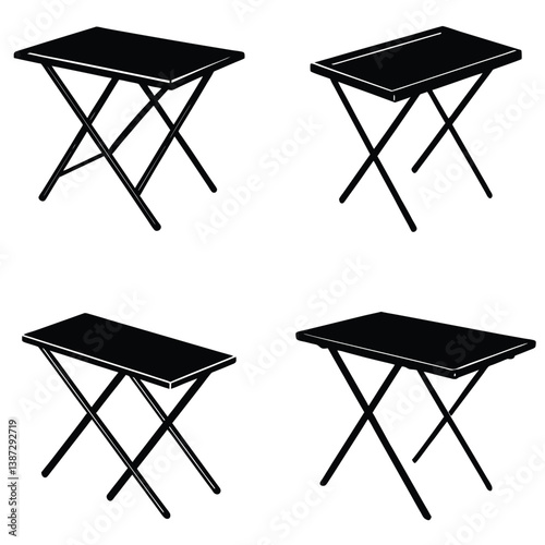 Folding Table Vector Shilhouette Bundle Set Collection