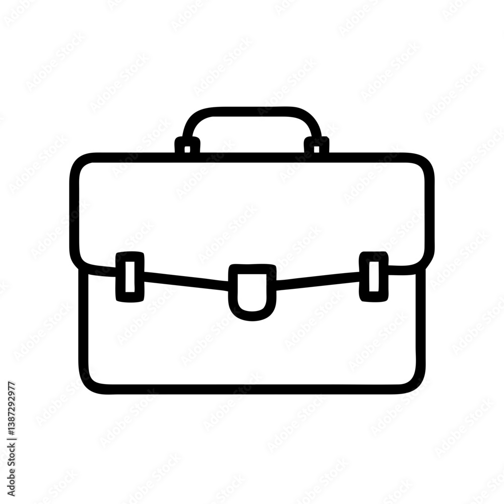 Iconic leather briefcase outline design on a white background Iconic leather briefcase outline design on a white background