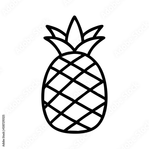 Pineapple outline vector drawing for summer fruit clip art and tropical food illustration designs, isolated art