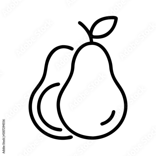 Pear fruit illustration vector graphic design, healthy food, fresh fruit, organic, outline, icon, drawing