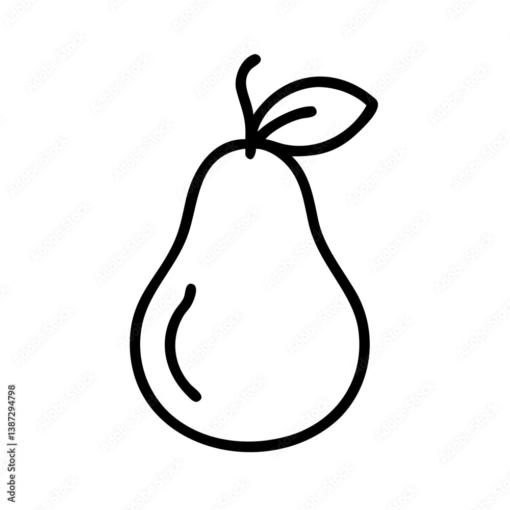 Pear fruit outline vector drawing, healthy food icon, simple line art illustration, pear clip art Pear fruit outline vector drawing, healthy food icon, simple line art illustration, pear clip art