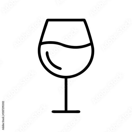 Wine glass icon vector illustration, drink, alcohol, bar, restaurant, line art, minimalist design concept