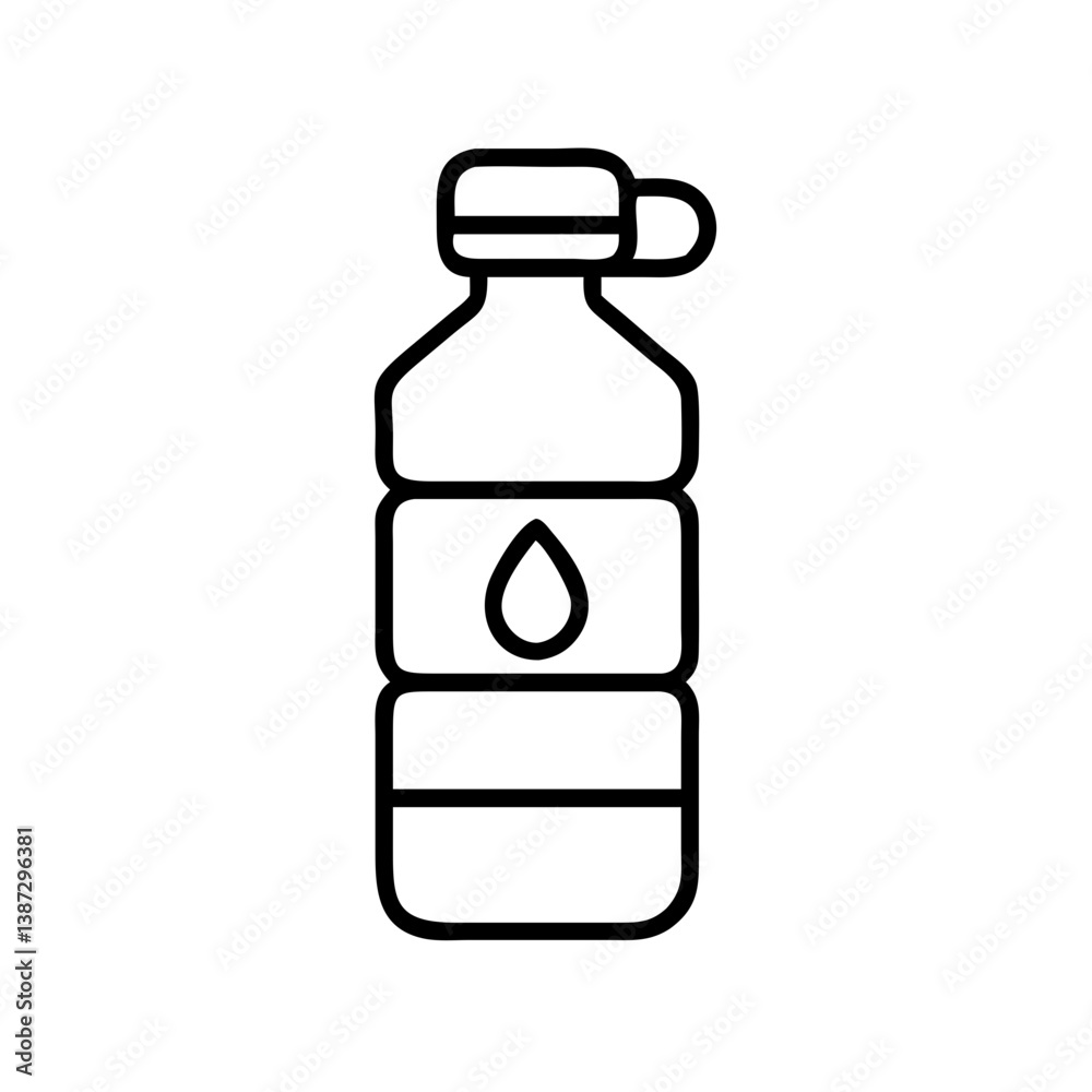 Outline water bottle icon vector illustration for hydration and refreshment concept design element isolated