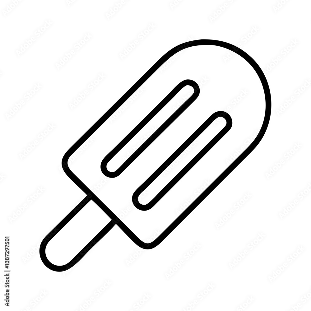 Outline popsicle icon vector, summer treat, ice cream, frozen dessert, stick, sweet, isolated design Outline popsicle icon vector, summer treat, ice cream, frozen dessert, stick, sweet, isolated design