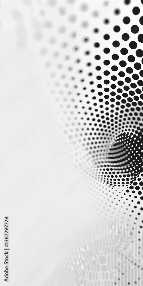 Halftone Background frame. Isolated backdrop Abstract Black And White Dotted Tunnel Design