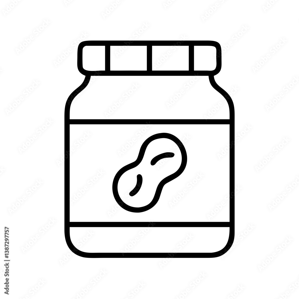 Peanut butter jar outline icon, food spread container vector illustration, healthy snack, nut product Peanut butter jar outline icon, food spread container vector illustration, healthy snack, nut product