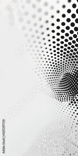 Obraz na płótnie Halftone Background frame. Isolated backdrop Abstract Black And White Dotted Tunnel Design w salonie