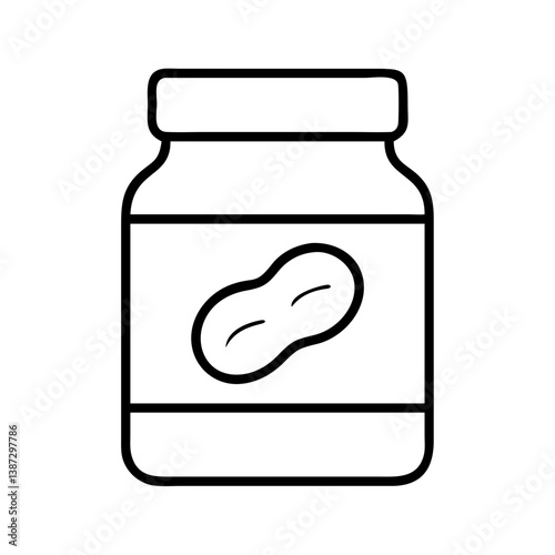 Peanut butter jar outline vector drawing for food spread and snack lovers creamy and healthy treat
