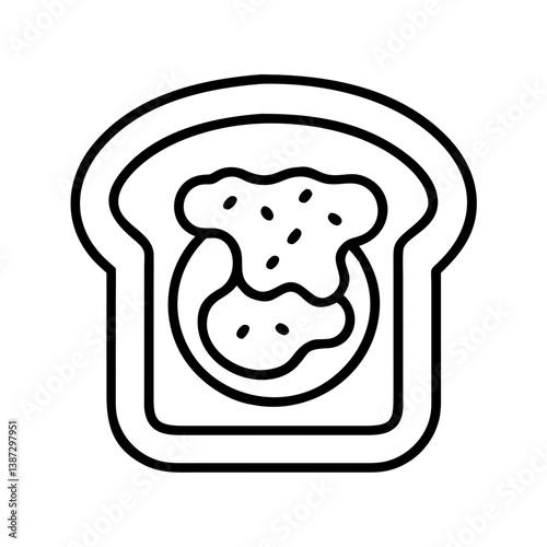 Toast with jam vector icon breakfast food illustration outline drawing simple design bakery cafe menu px