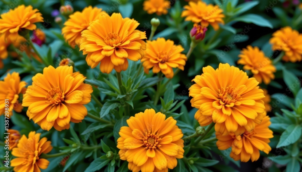Blazing Marigolds Create an image of marigolds in full bloom with bright orange and yellow hues, adorned with droplets of water. Blazing Marigolds Create an image of marigolds in full bloom with bright orange and yellow hues, adorned with droplets of water.