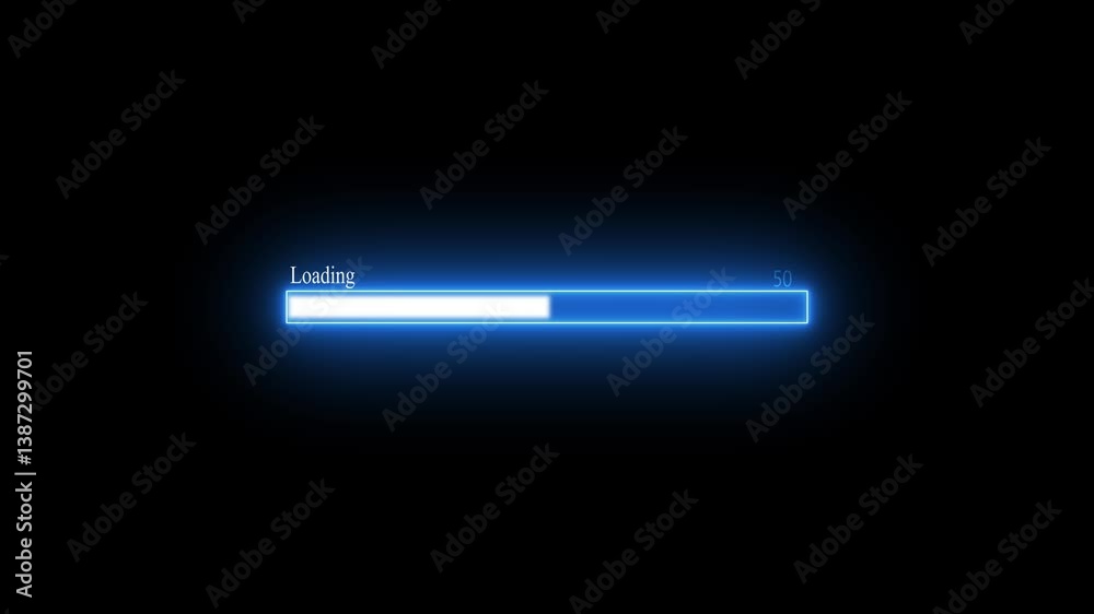 4K Video of Animation Science Futuristic Loading. Loading Transfer Download 0-100% in blue science effect. light blue loading bar on black screen. Technology concept .technology background 