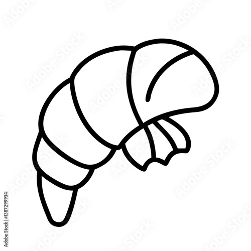 Outline vector illustration of shrimp prawn seafood crustacean shellfish ingredient fresh food delicacy icon 