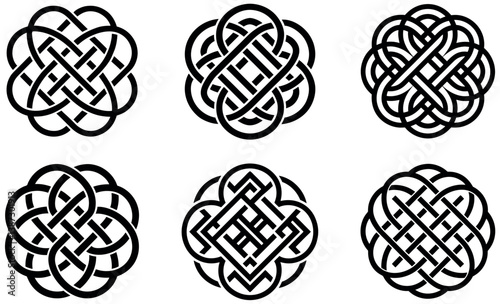 This image showcases six distinct Celtic knotwork designs, perfect for use in logos, branding, or illustrations.