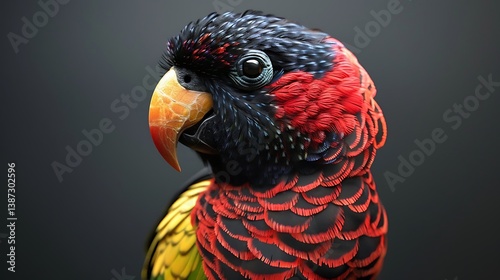 3D model of a multi-colored black-capped lory