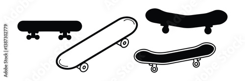 Skateboard icon silhouette vector.