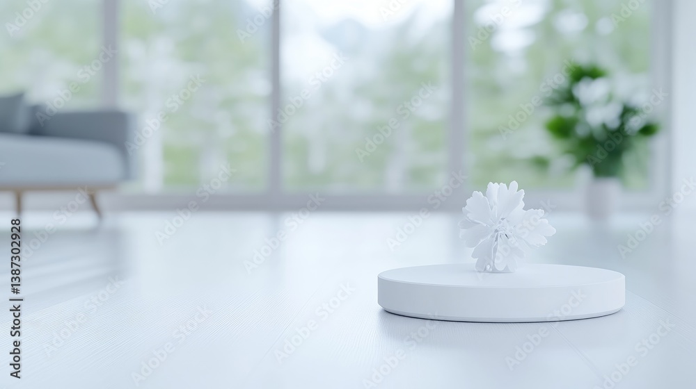 White Flower Air Freshener on Disc Minimalist Style High-Resolution Soft Lighting Wide Angle Shot Modern Design Relaxing Atmosphere Bright Room Serene Tones Ideal for Home Decor Ads White Flower Air Freshener on Disc Minimalist Style High-Resolution Soft Lighting Wide Angle Shot Modern Design Relaxing Atmosphere Bright Room Serene Tones Ideal for Home Decor Ads