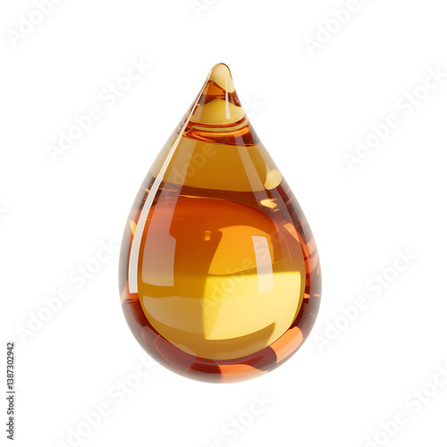 Isolated Amber Oil Drop