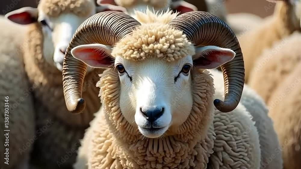 close up of a sheep, Animal for the Feast of Sacrifice, Eid al Adha, Eid Mubarak, Eid al-Fitr, Ramadan Concept, Animation Motion Graphic Video 