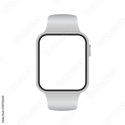 Apple Watch Series 10 SE Silver Realistic Smartwatch Mockup Template. Modern Accessory Watch Isolated Vector Illustration