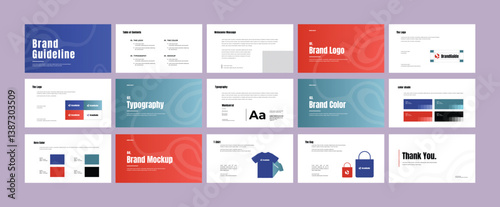 Modern Brand Guideline Template – Identity Style Guide Layout Design, Professional Brand Kit Layout for Agencies and Businesses, Brand manual presentation. Brand strategy design. Logo guideline book