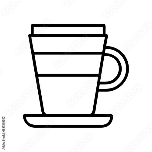 Coffee cup vector icon illustration of a latte or cappuccino drink in a cafe shop line art style design