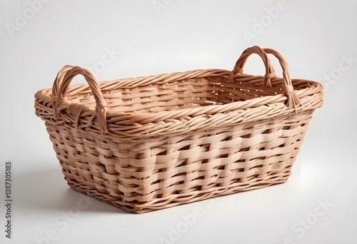 wicker basket isolated on white background