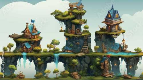  fantasy Platforms Isolated_For 2D Game Design - Treehouse Wonderland
