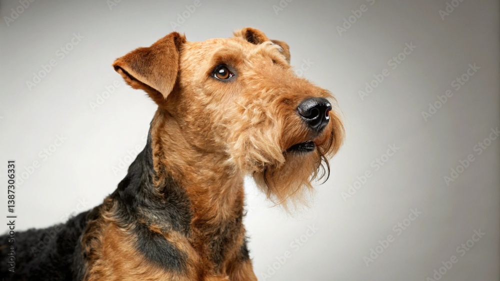 Airedale Terrier on studio background
