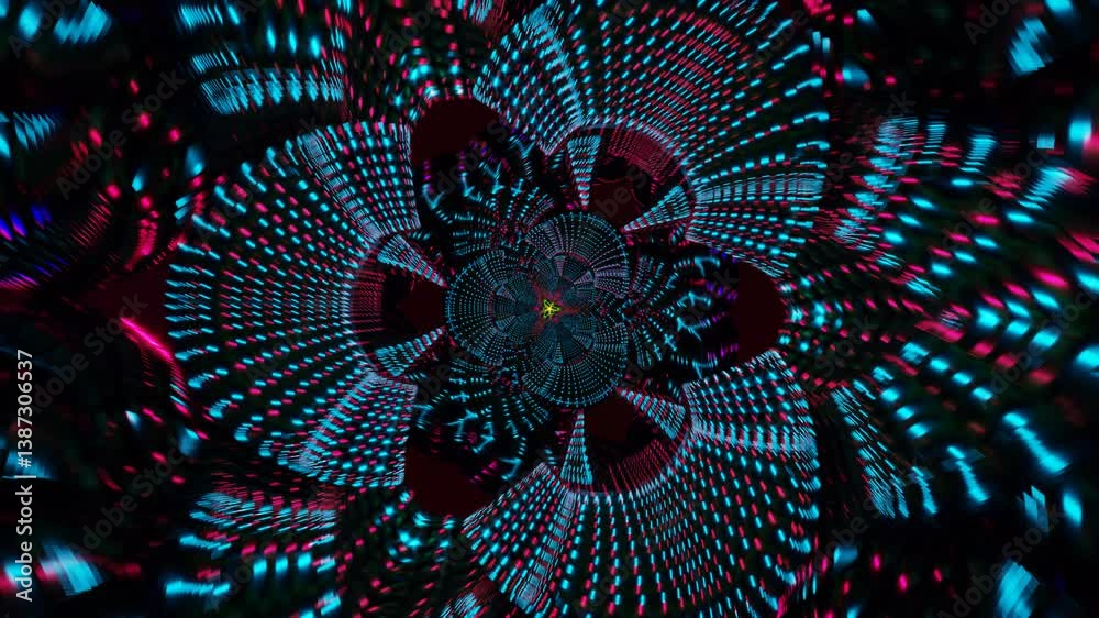 Abstract geometric forms and rhythmic strobe light effects in seamless loop
