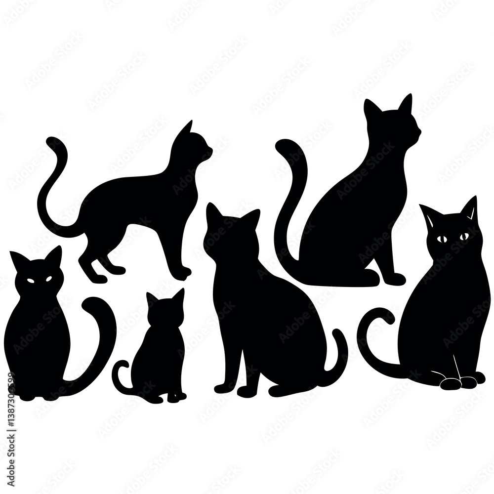 A silhouette-cat-kitty kitten-of-different A silhouette-cat-kitty kitten-of-different