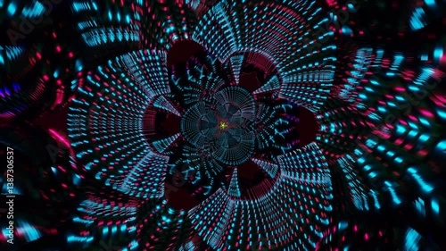 Abstract geometric forms and rhythmic strobe light effects in seamless loop